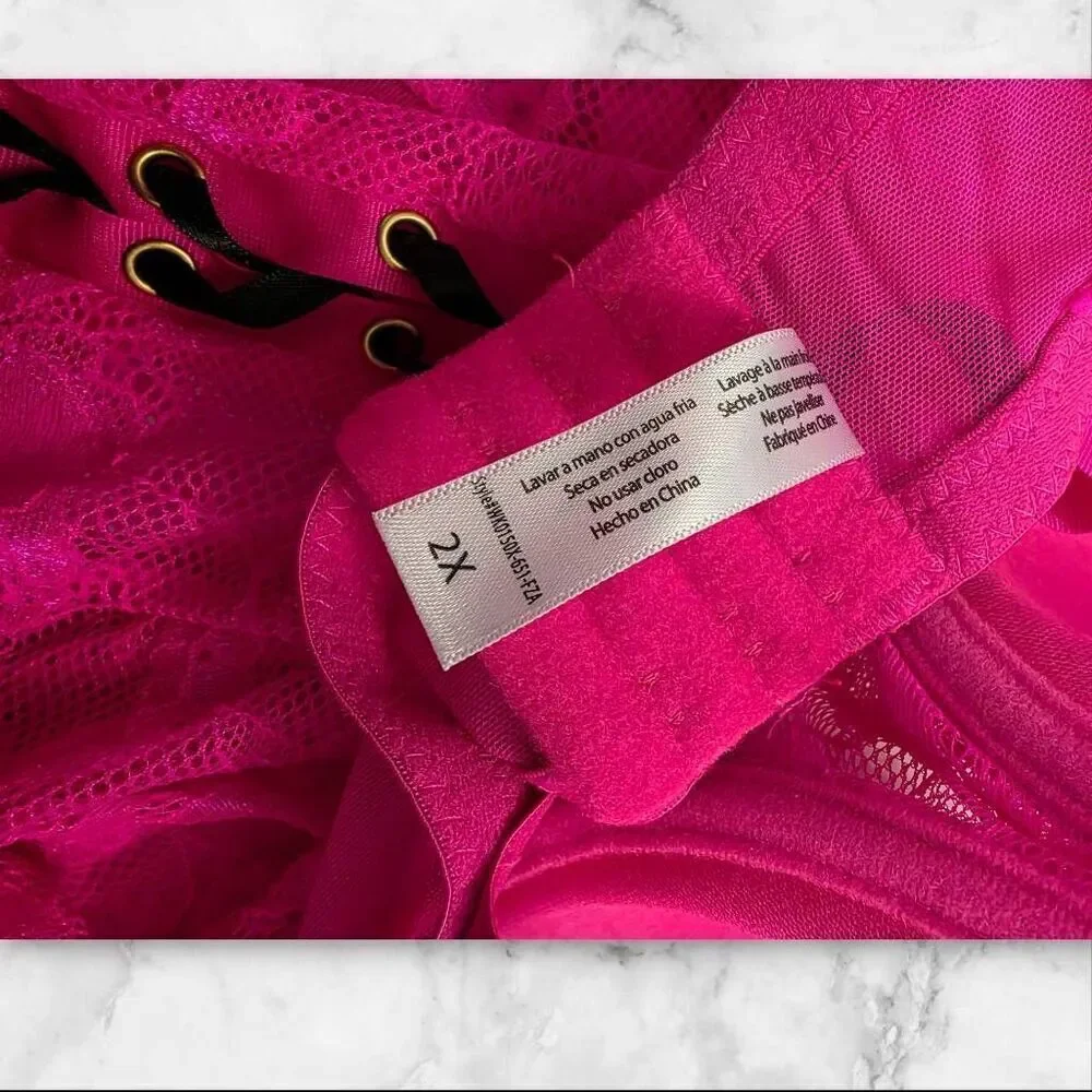Pink Lingerie Lace Pushup Top Size 2XL
